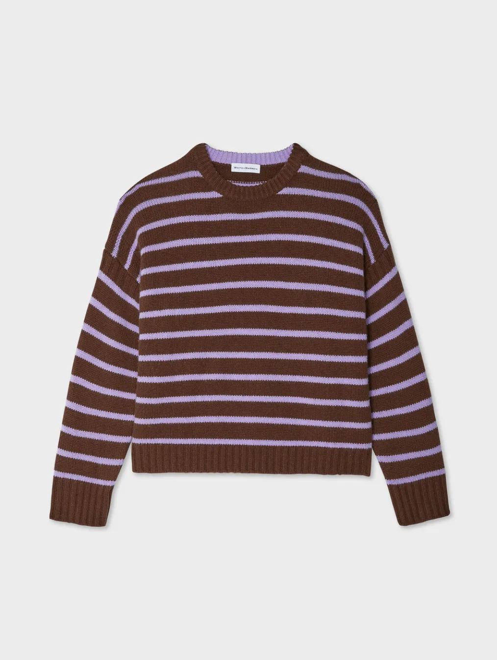 merino cashmere striped crewneck
