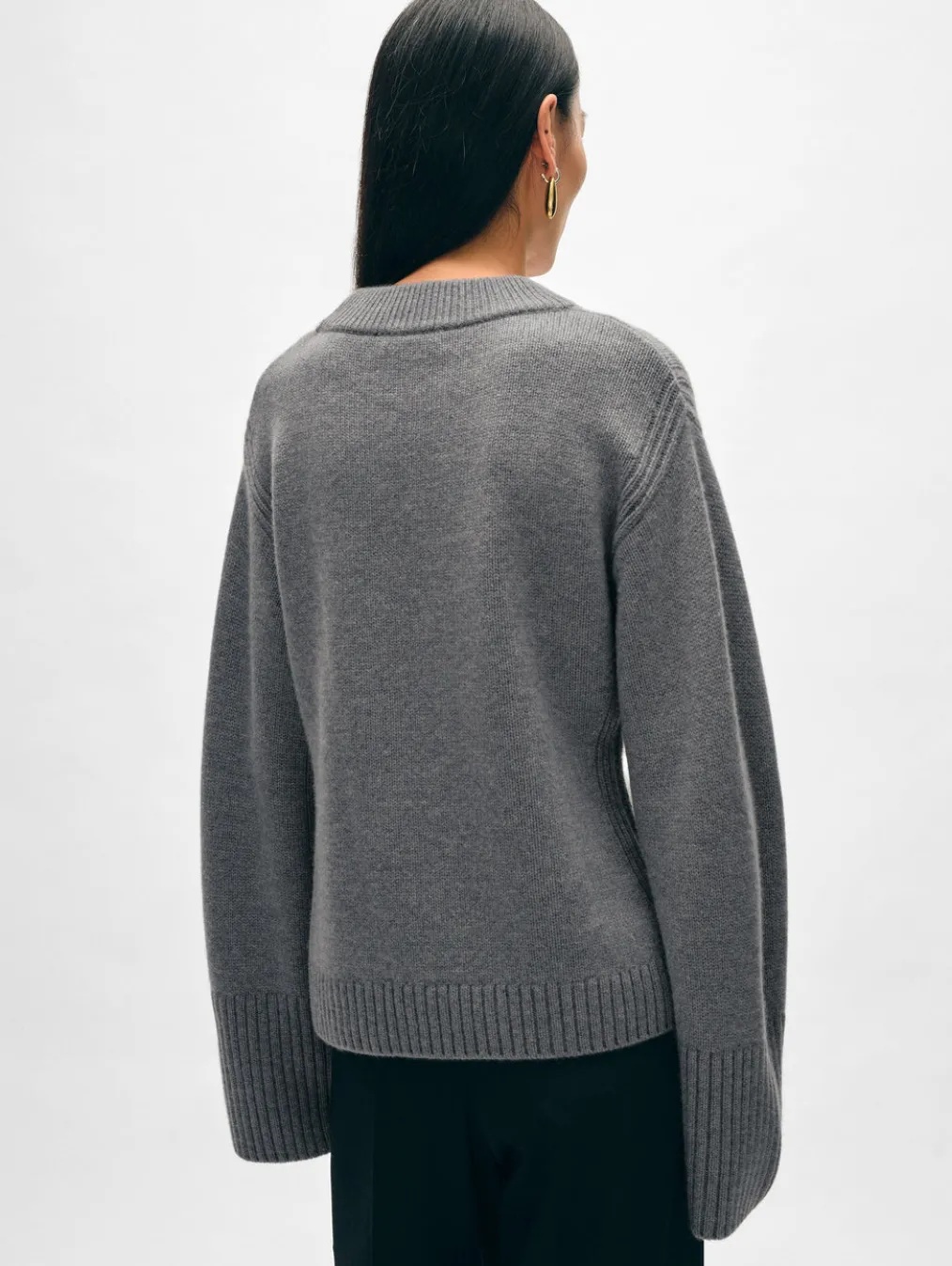 merino cashmere waisted crewneck