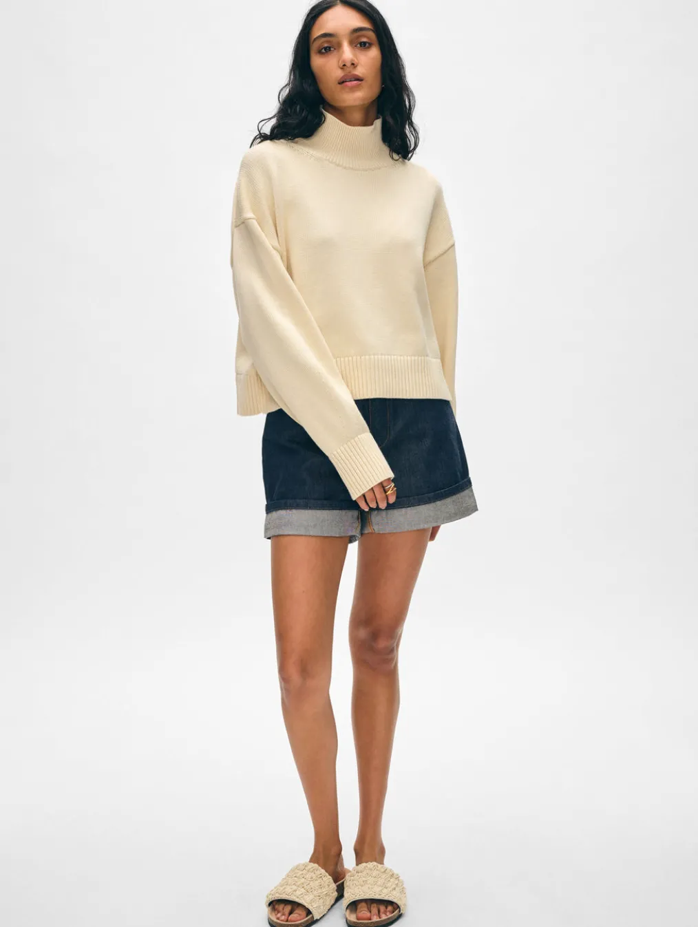 organic cotton cropped standneck