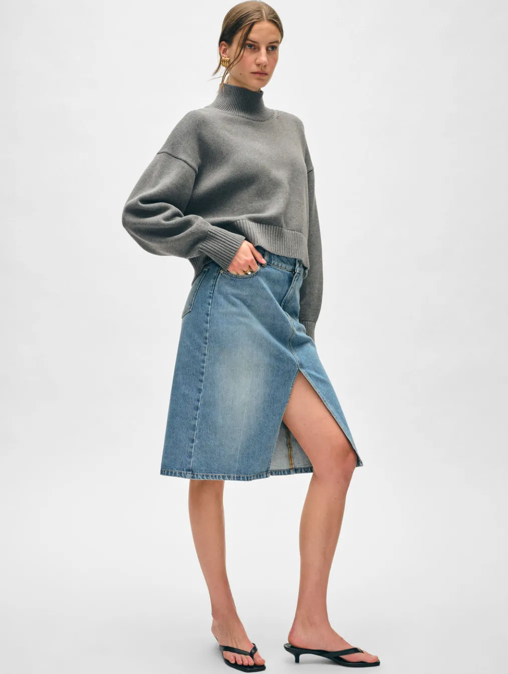 organic cotton cropped standneck