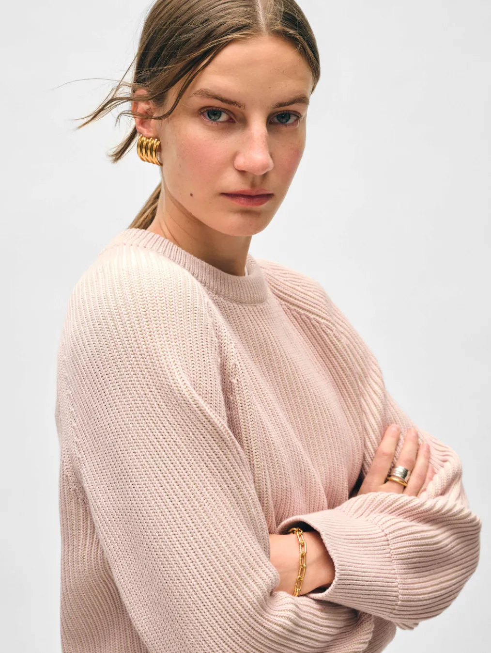 organic cotton plaited crewneck