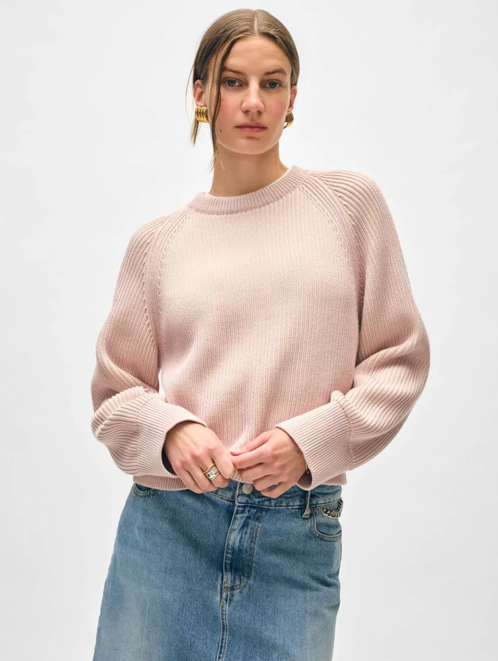 organic cotton plaited crewneck
