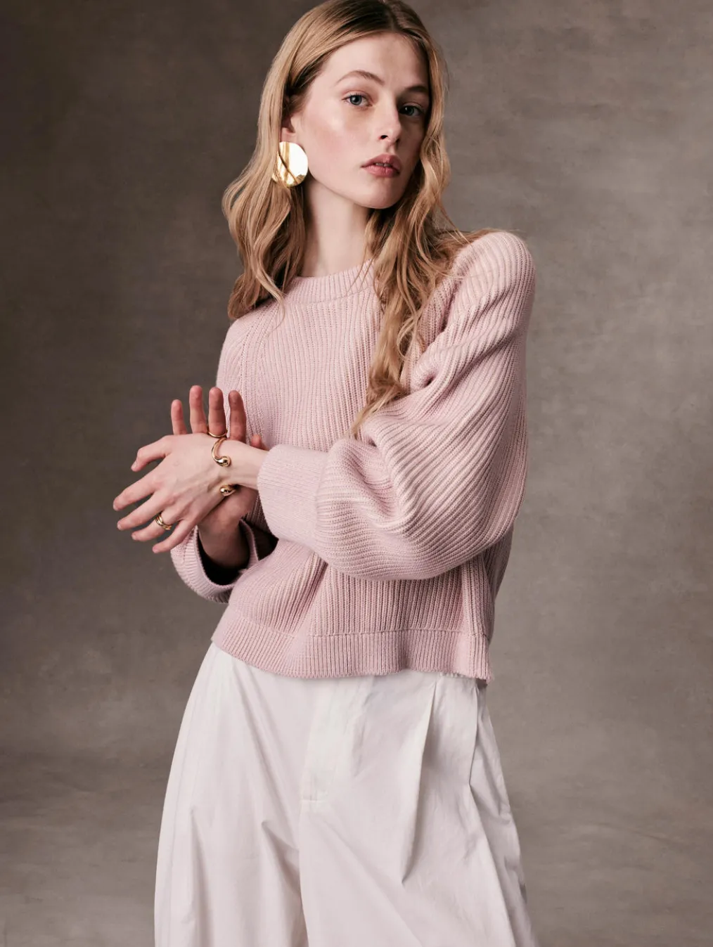 organic cotton plaited crewneck