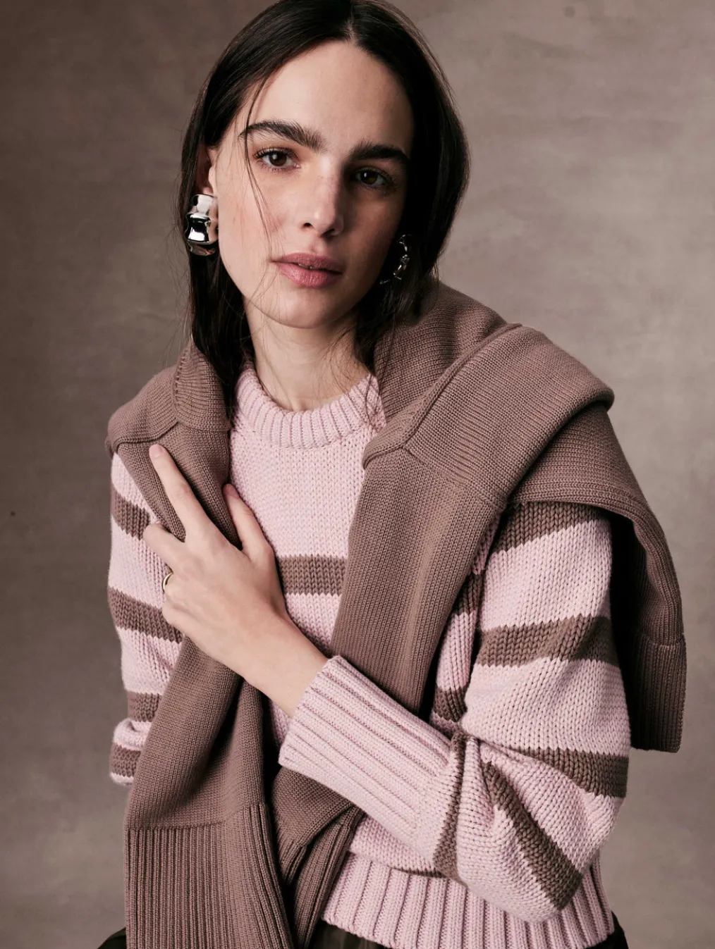 organic cotton striped crewneck