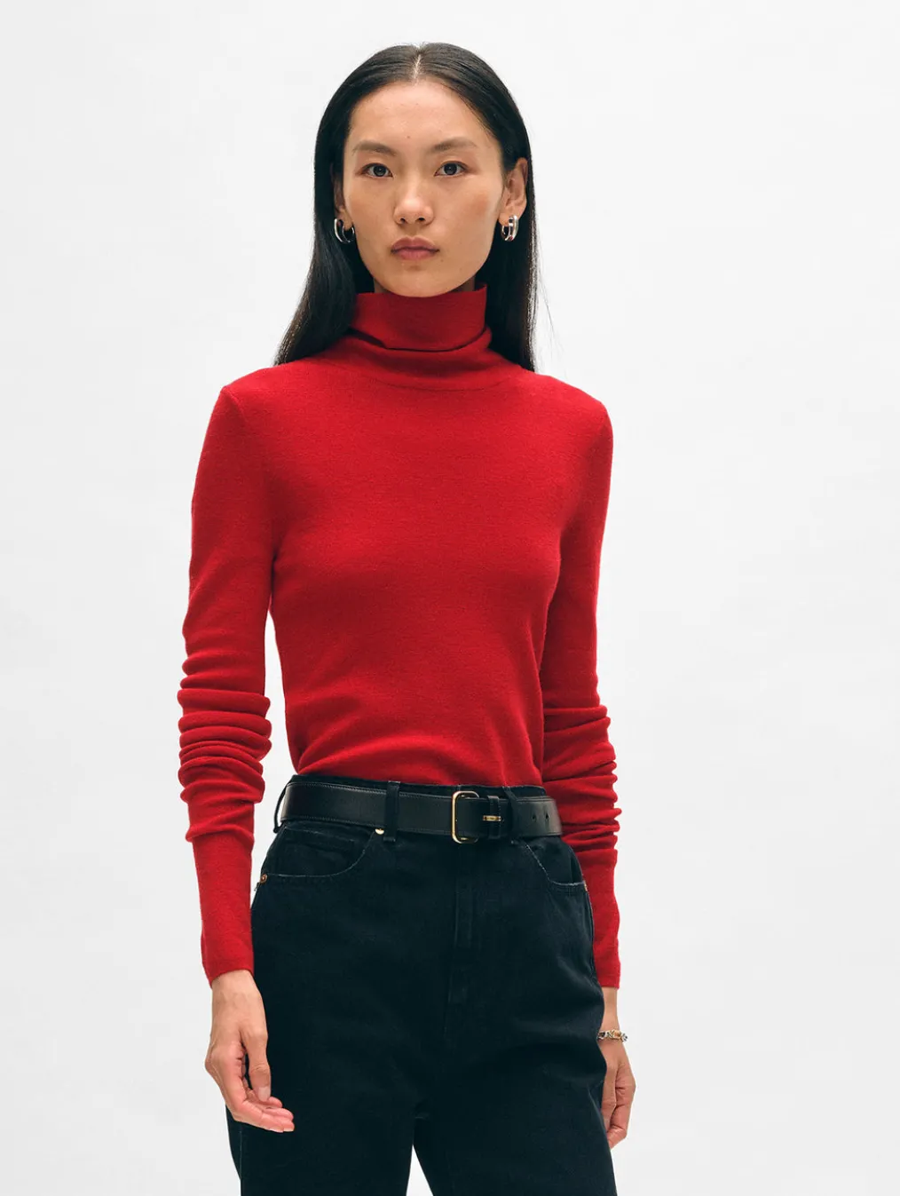 superfine merino fitted turtleneck