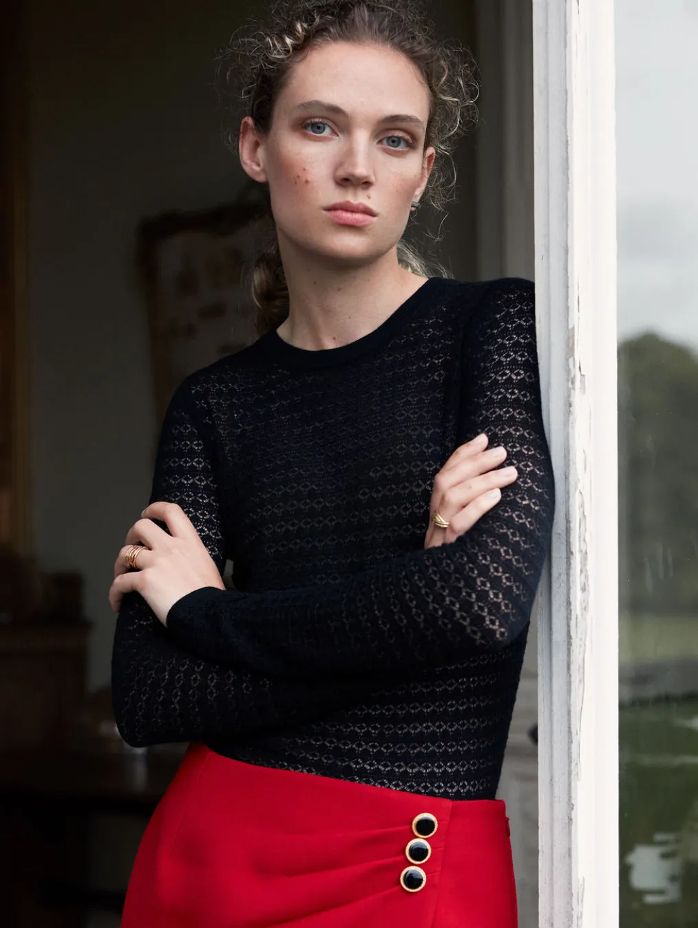 superfine merino lace stitch top